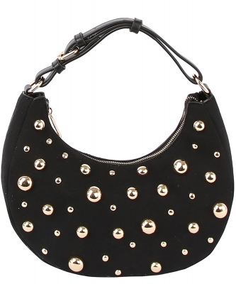Denim LOVE Studded Shoulder Bag Hobo LY132 BLACK
